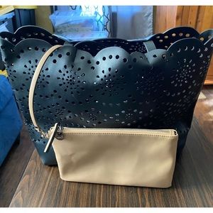 Chelsea 28 black tote with cutouts